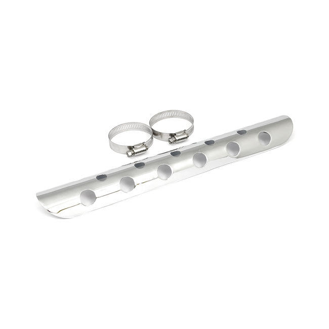 Universelles Bullet Hole Hitzeschutzblech, 14" (35,6cm) lang, Chrom